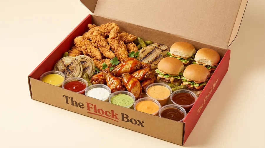 The Flock Box — shareable feast of tenders, wings and rings