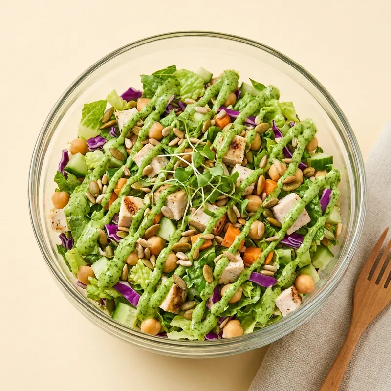 Green Goddess Crunch Salad — chopped salad with grilled chicken