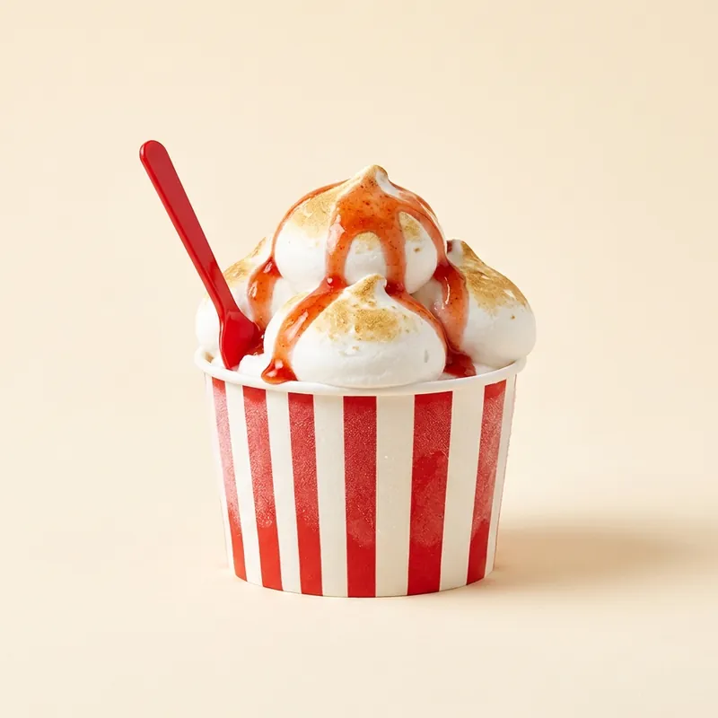 Ice Fluff — frozen whipped meringue-cream dessert