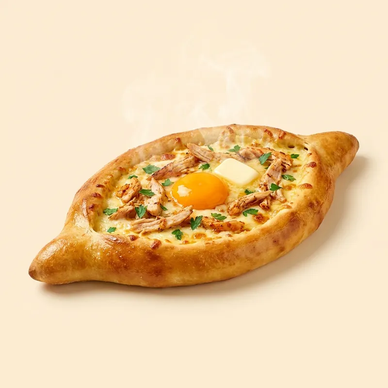 Khachapuri Bird — Georgian cheese boat with chicken and egg