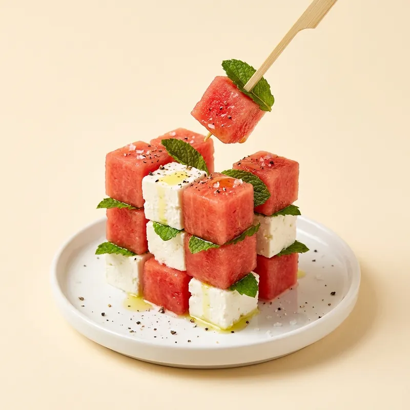 Melon & Feta with mint and olive oil