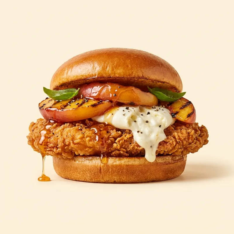 Seasonal Thiccwhich — Peach & Burrata summer edition
