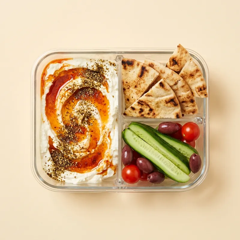 Whipped Feta Snack Box with pita and veg
