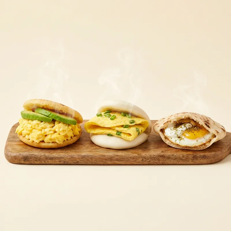 World Minis — three mini breakfast sandwiches from around the world